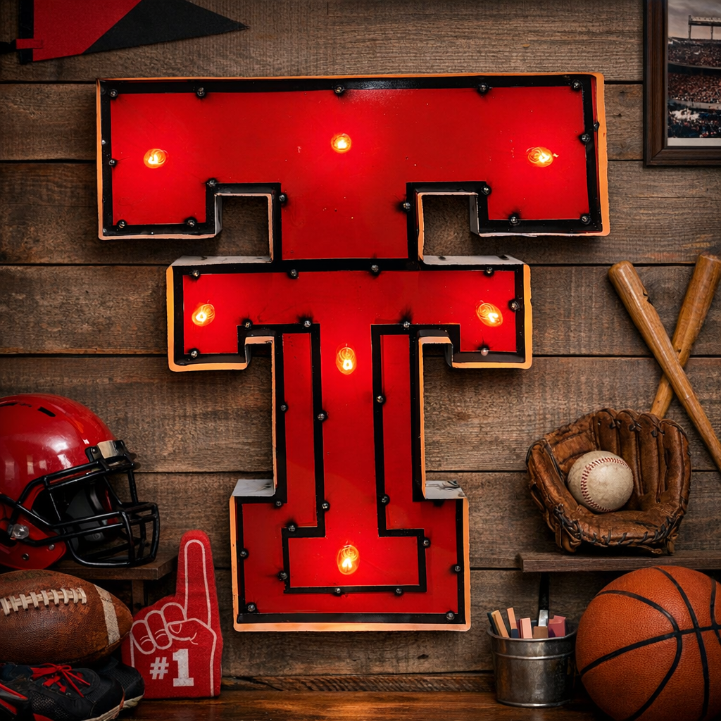 Texas Tech Double T Lighted recycled metal wall decor