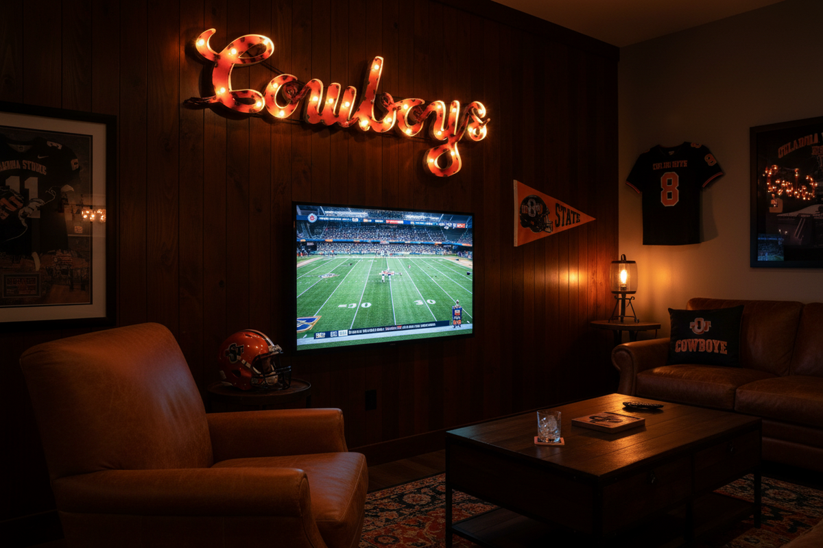 Oklahoma State Cowboys Lighted Recycled Metal Wall Decor