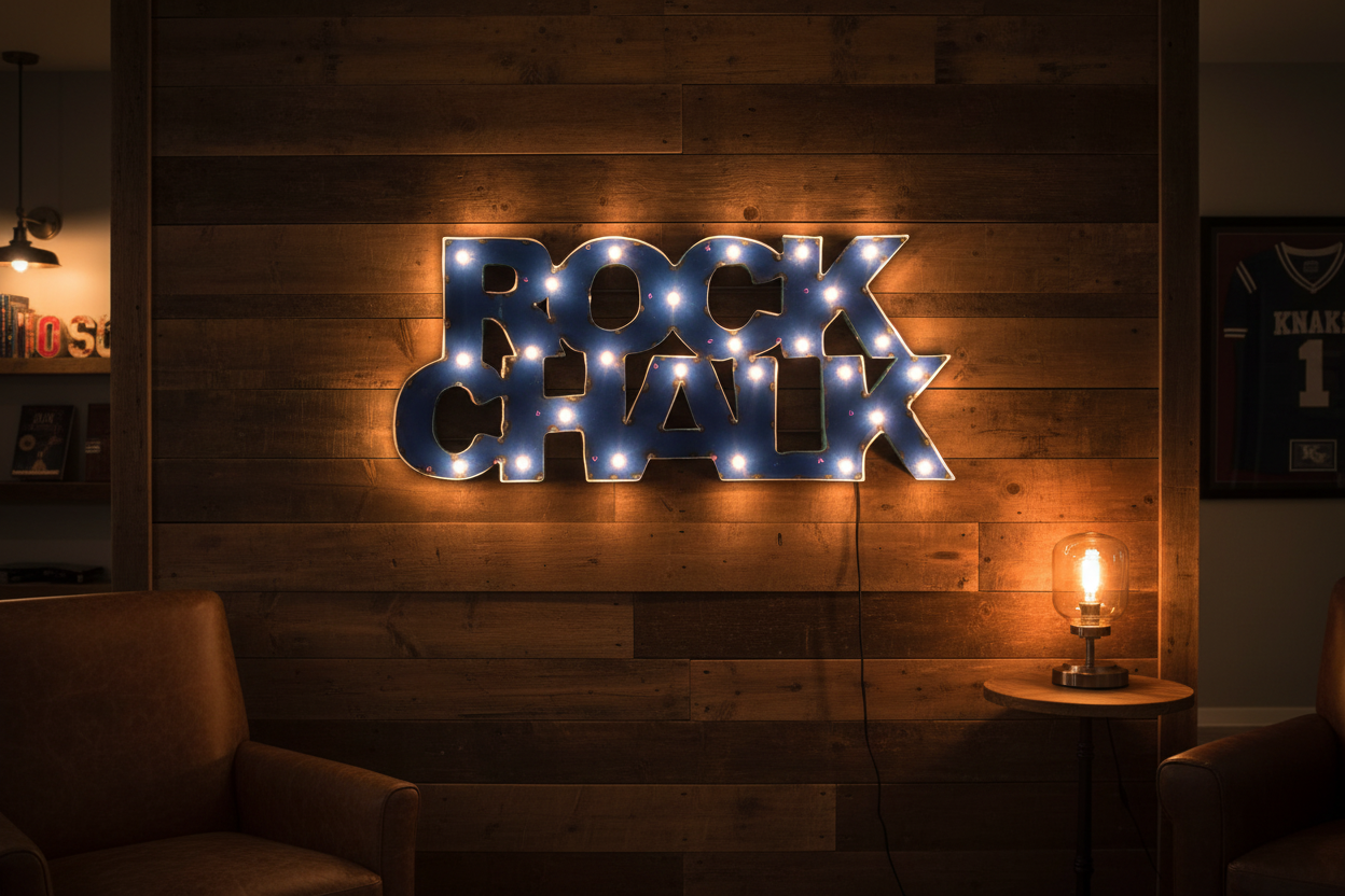 Kansas Rock Chalk Lighted Metal Wall Decor | LRT – LRT Metal Decor