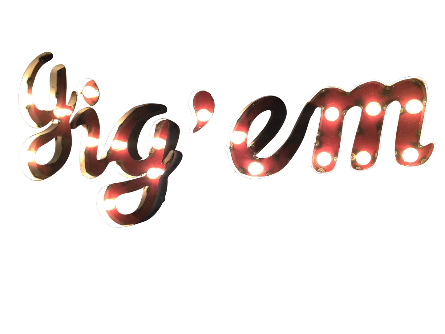 Texas A&M Gig'em Lighted Recycled Metal Wall Decor