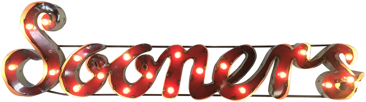 Oklahoma Sooners Lighted Recycled Metal Wall Decor