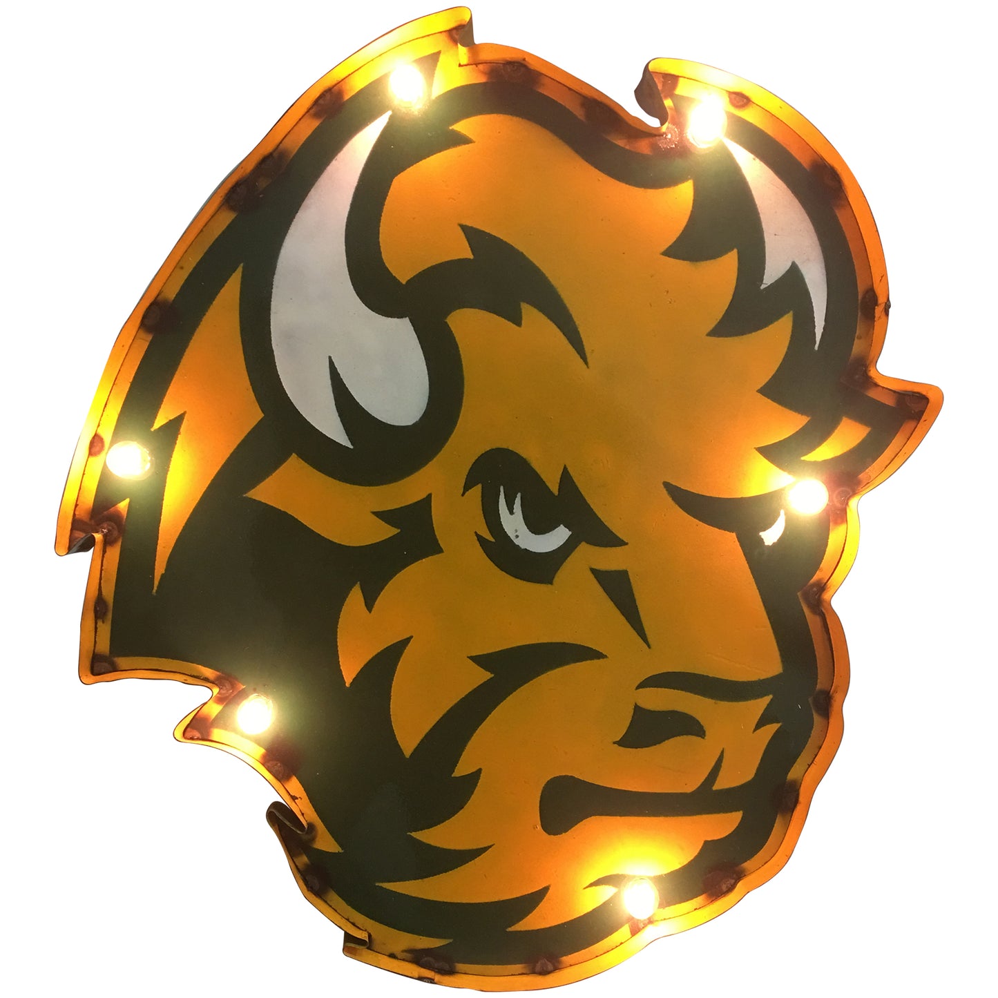 NDSU Bison Lighted Recycled Metal Wall Decor