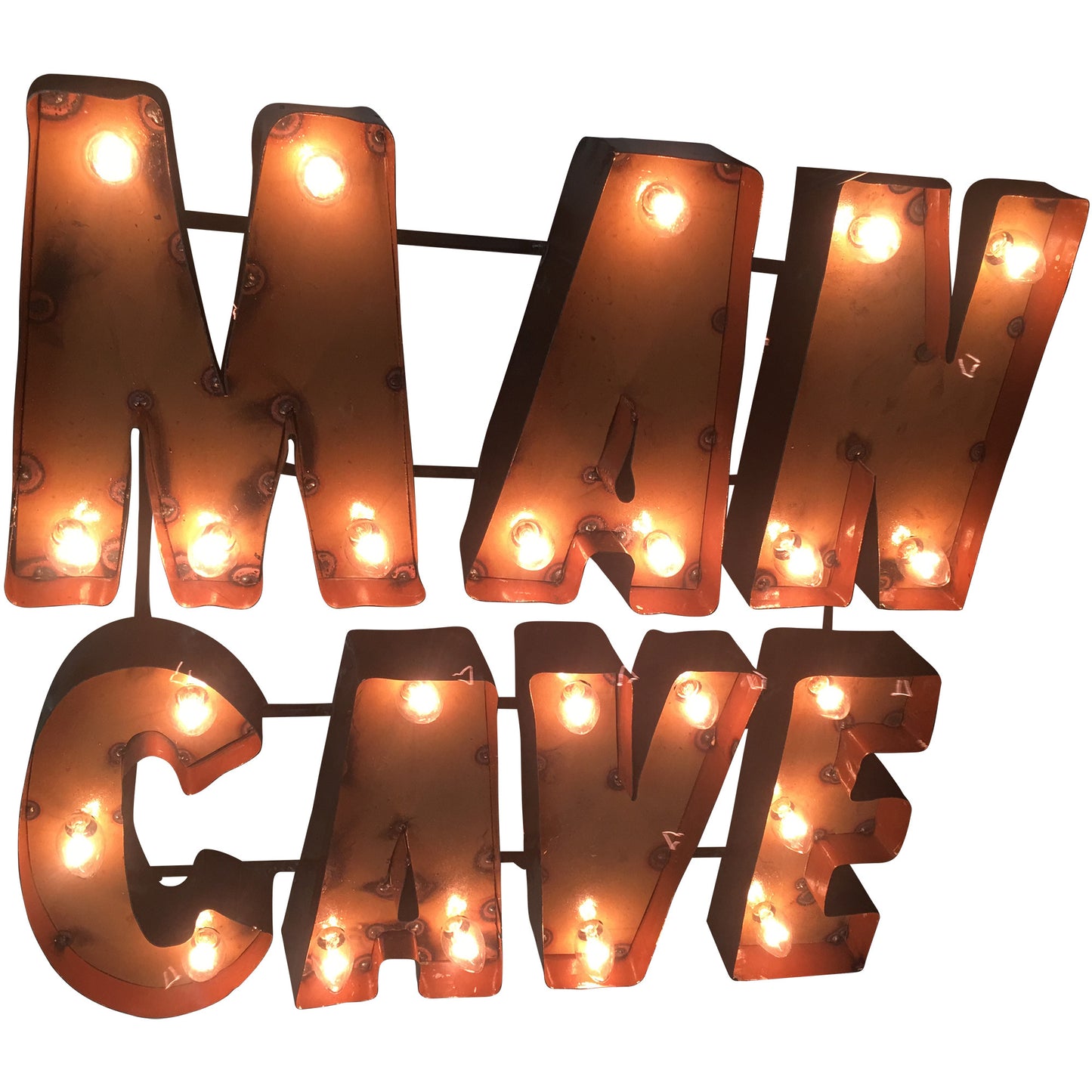 Man Cave Lighted Recycled Metal Wall Decor