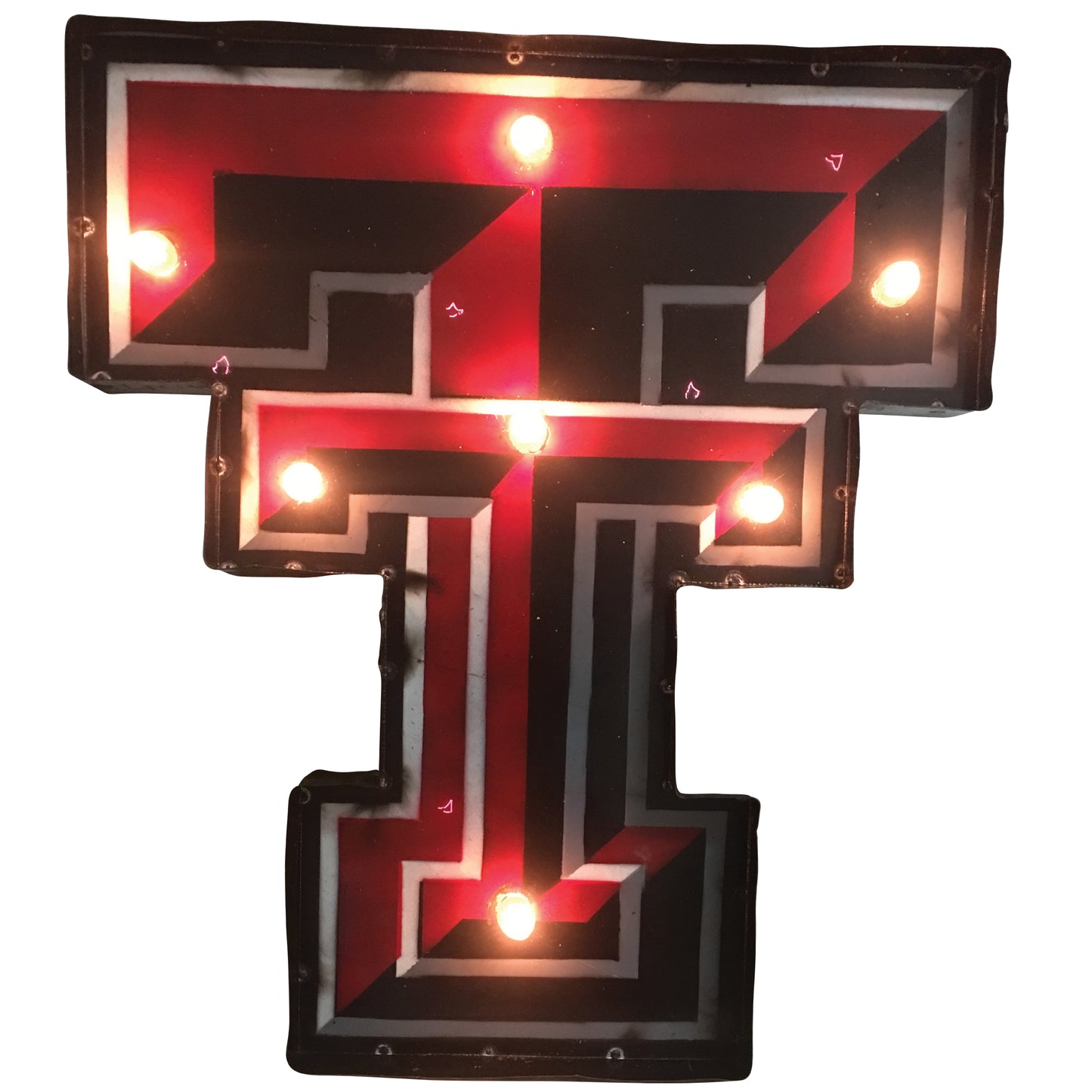 Texas Tech Double T Lighted Multi Color Recycled Metal Wall Decor