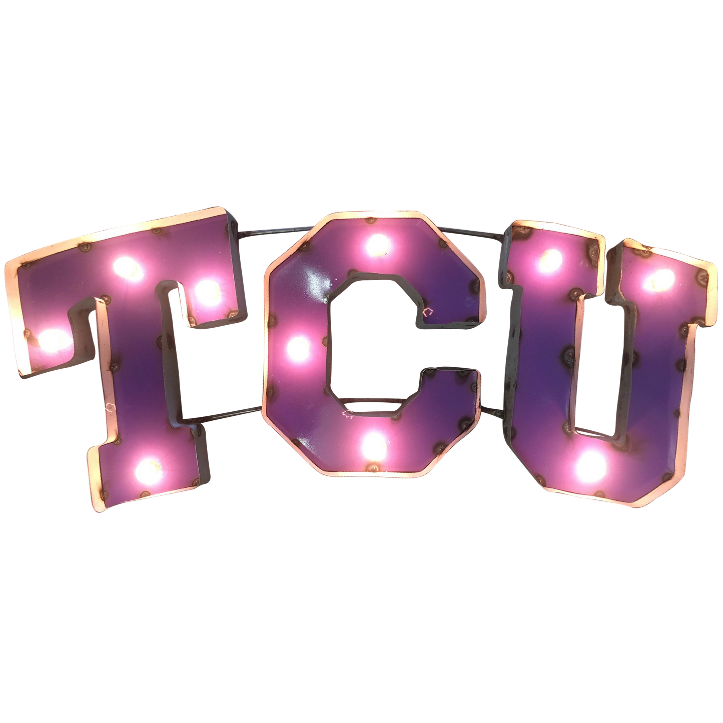 TCU Block Lighted Recycled Metal Wall Decor