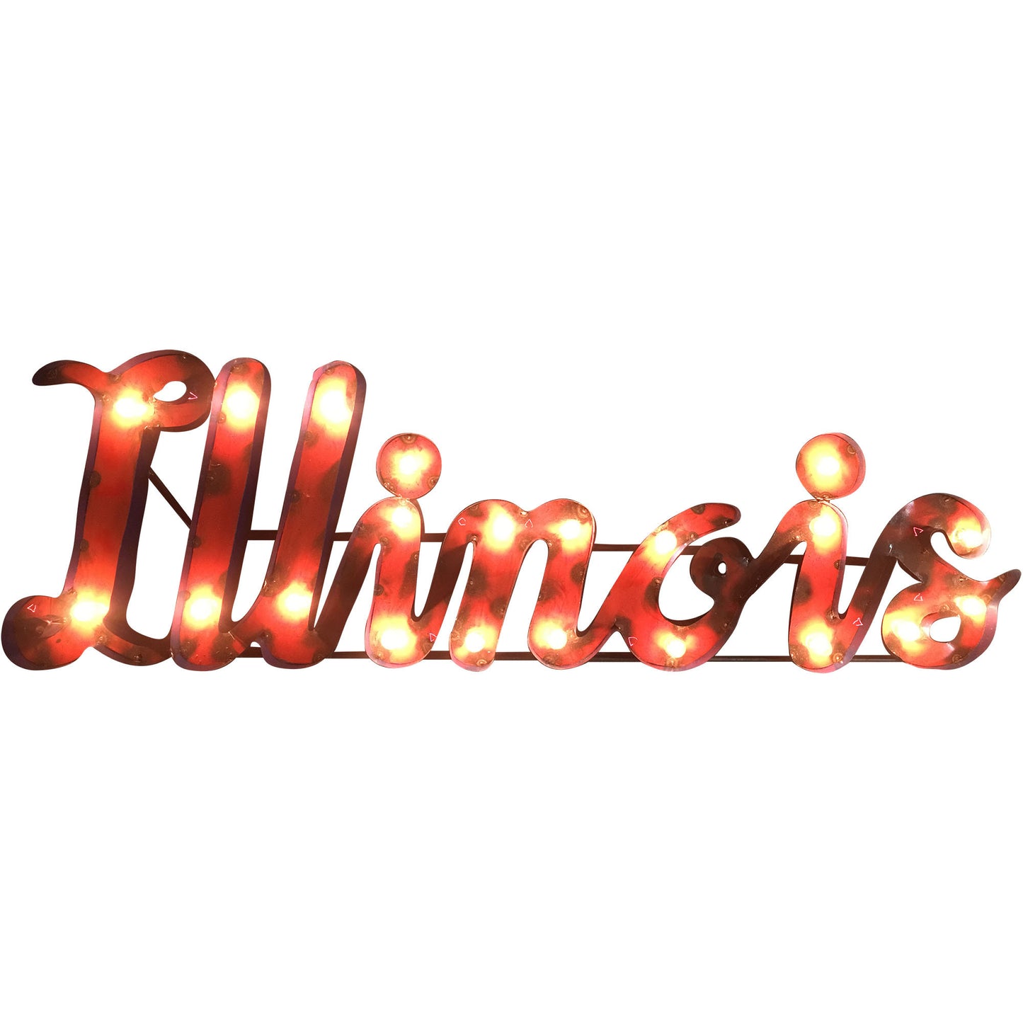 Illinois Lighted Recycled Metal Wall Decor
