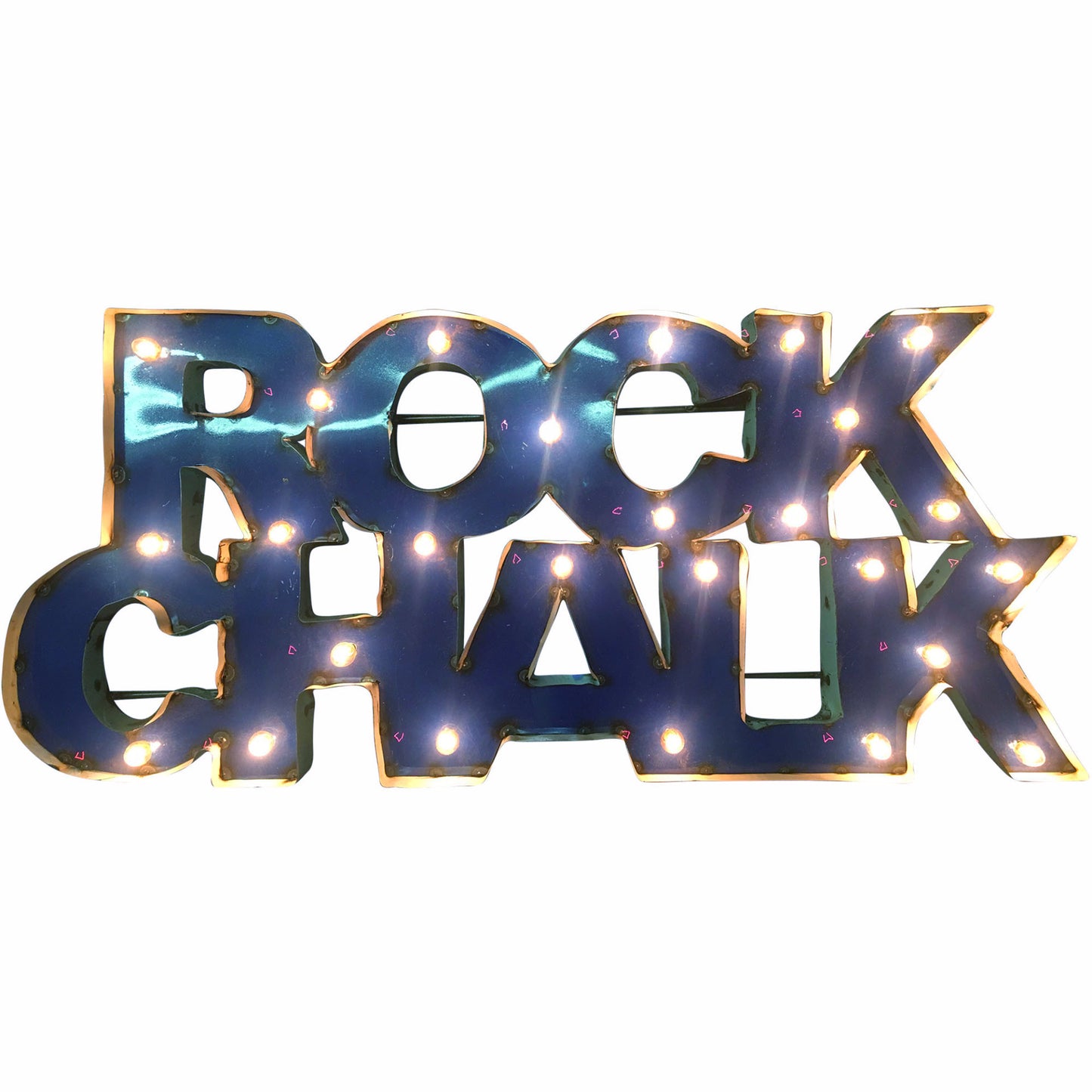 Kansas Rock Chalk Lighted Recycled Metal Wall Decor