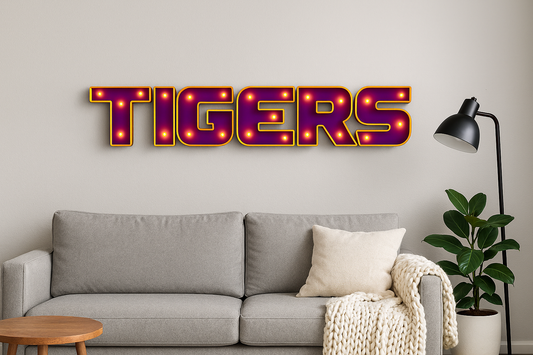 LSU Tigers Lighted Metal Wall Sign — Handcrafted, Officially Licensed Decor