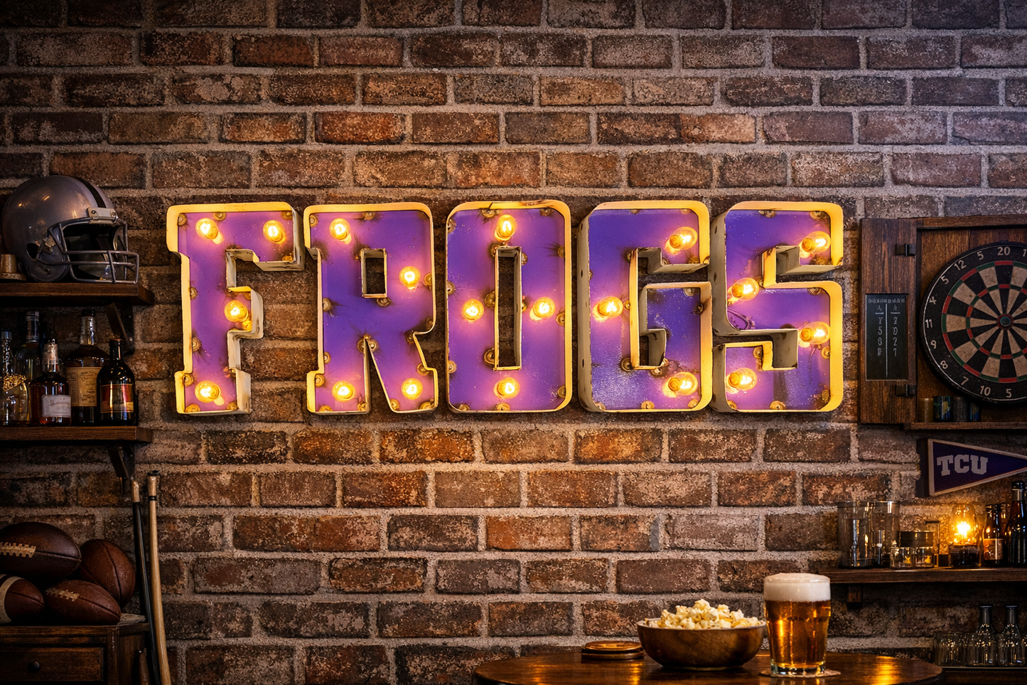TCU Frogs Block Lighted Wall Decor