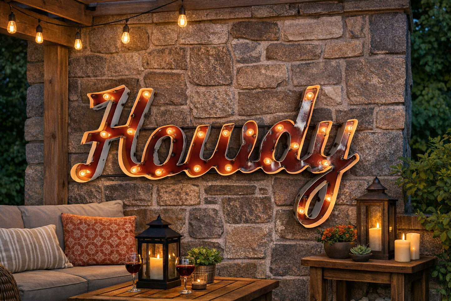 Texas A&M Howdy Lighted Recycled Metal Decor