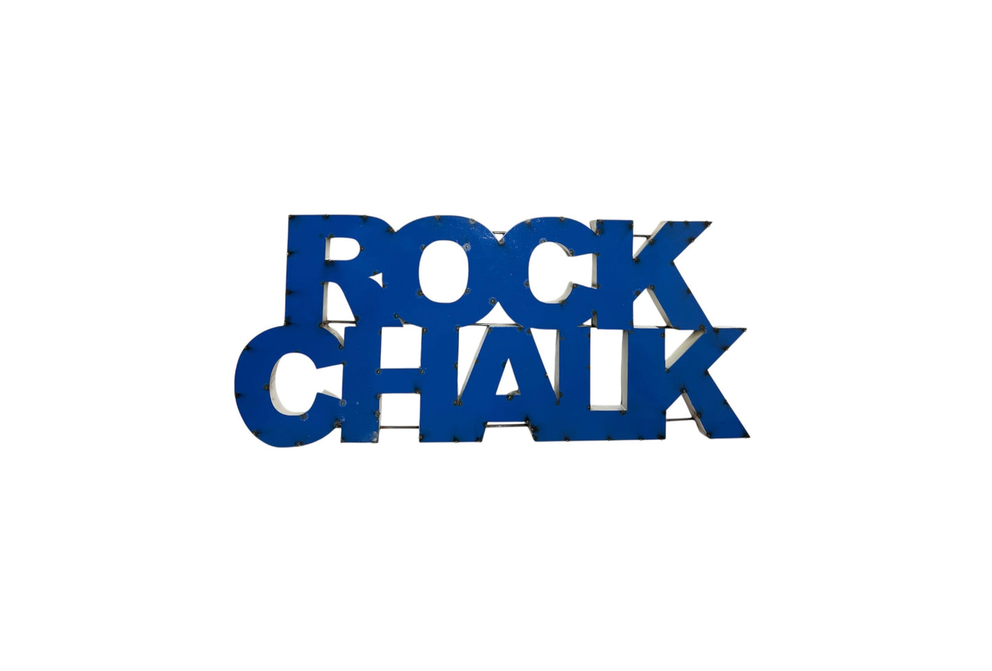 Kansas Rock Chalk Lighted Recycled Metal Wall Decor