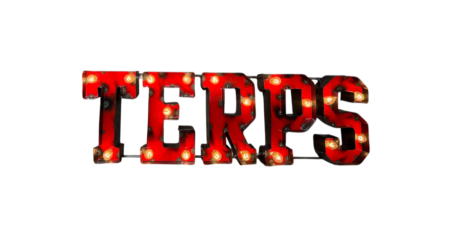 Maryland Terrapins Terps Lighted Recycled Metal Wall Decor