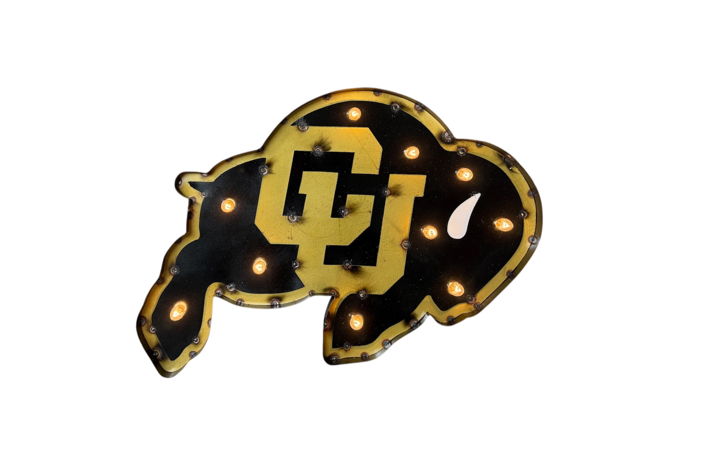 University of Colorado  Buffaloes Lighted Recycled Metal Wall Decor