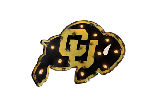University of Colorado  Buffaloes Lighted Recycled Metal Wall Decor
