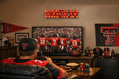 Texas Tech Wreck'em Lighted recycled metal wall decor