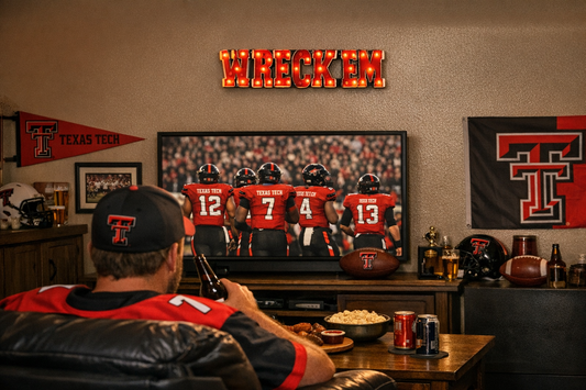 Texas Tech Wreck'em Lighted recycled metal wall decor