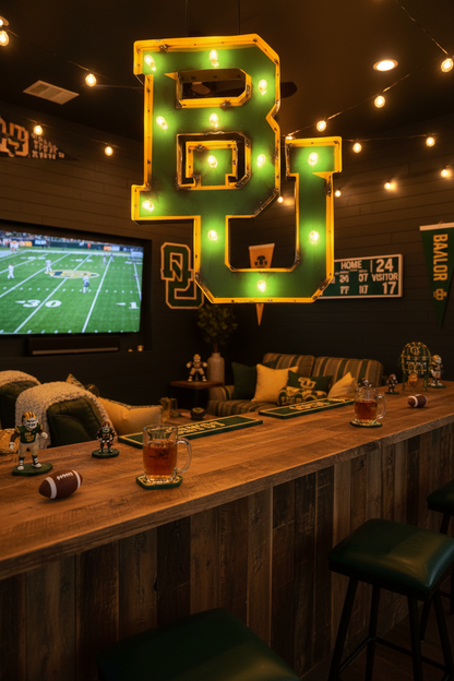 Baylor BU Lighted Recycled Metal Wall Decor