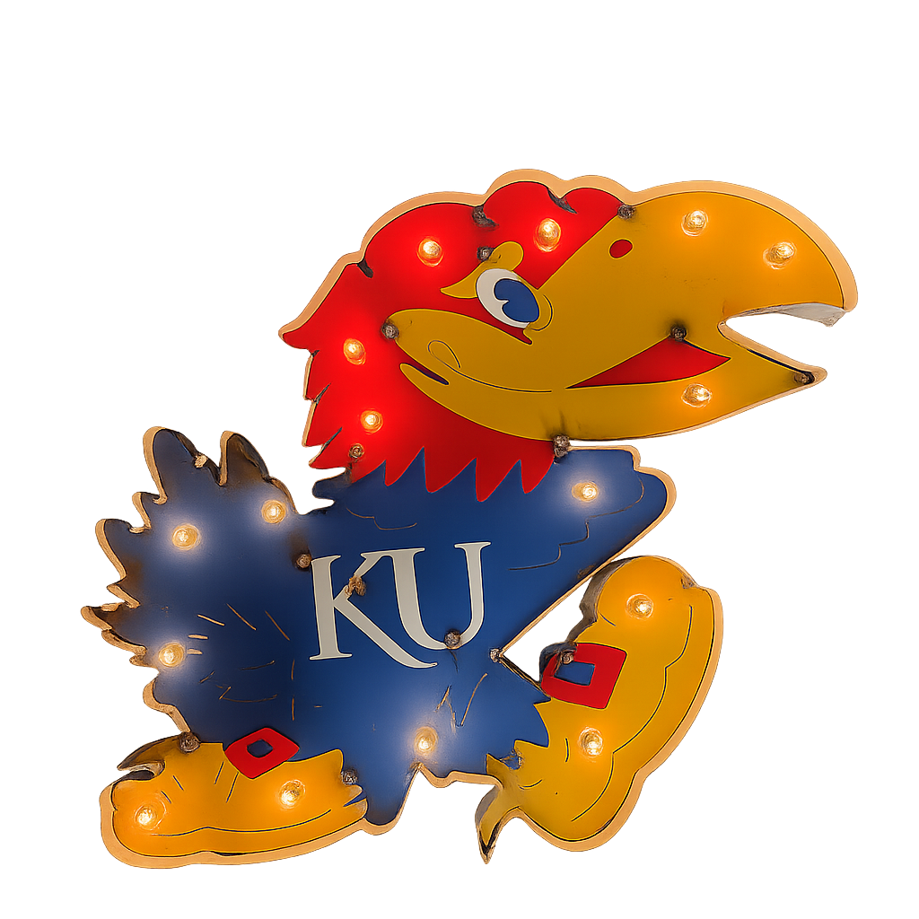 Kansas Jayhawks Logo Lighted Recycled Metal Wall Decor